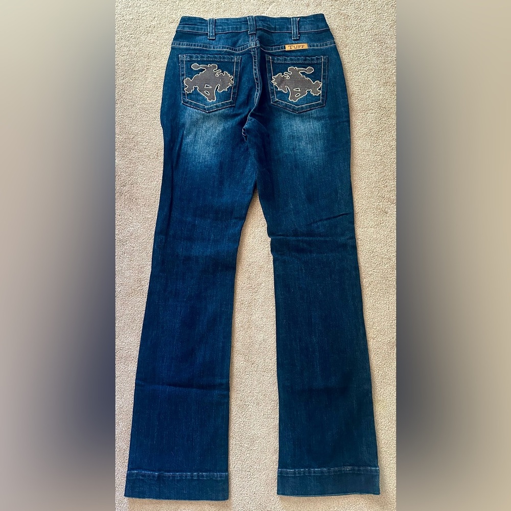 Cowgirl Tuff Wild & Wooly Relaxed Fit Dark Blue Jeans, Bootcut NWOT - Picture 7 of 11